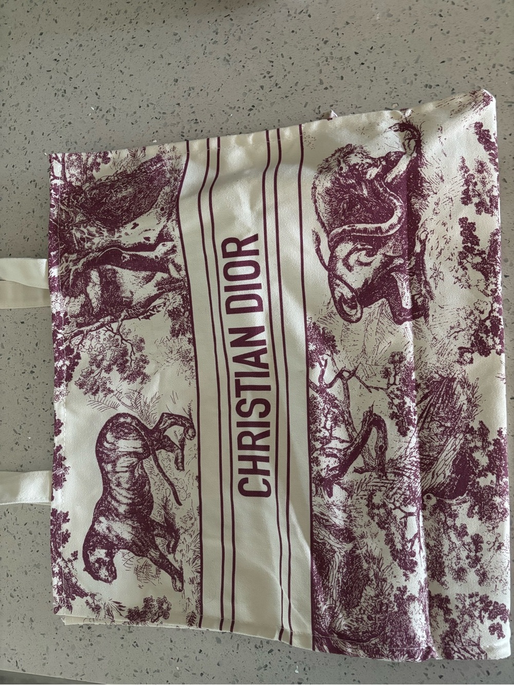 Christian Dior Cream and Burgundy Toile Christian Dior Tote GWP NWOT - Picture 4 of 5